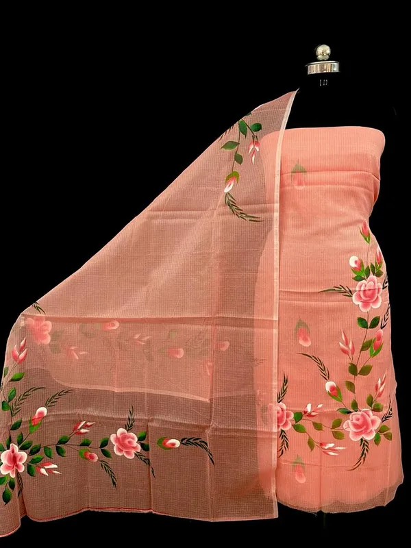 Handpainted_Kota_Doria_Suit_Red_(Top+Dupatta+Bottom)