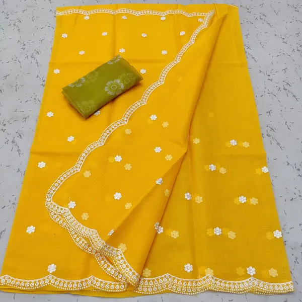 Kota_Doria_Sarees_Embroidery_Work_Bright_Yellow