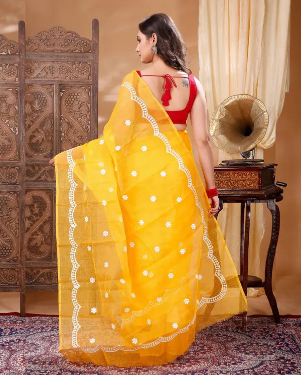 Kota_Doria_Sarees_Embroidery_Work_Yellow