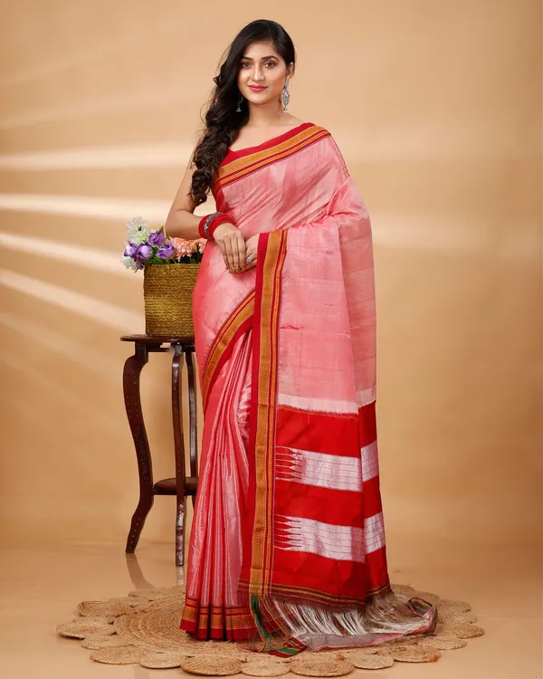 Idyllic_Ilkal_Handloom_Cotton_Silk_Saree_Coral_Pink