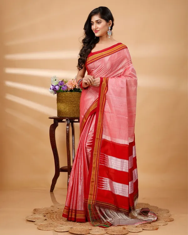Idyllic_Ilkal_Handloom_Cotton_Silk_Saree_Coral_Pink