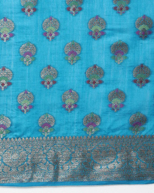 Silkmark_Certified_Banarasi_Muga_Tussar_Pacific_Blue_Saree