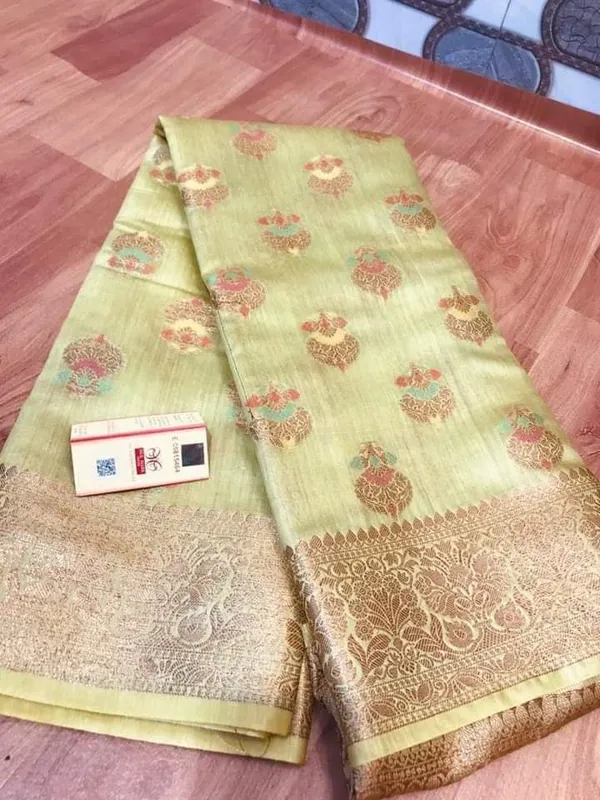 Silkmark_Certified_Banarasi_Muga_Tussar_Tusk_Green_Saree