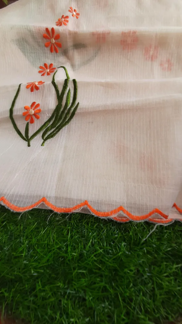 White_Pure_Kota_Doria_Saree_Embroidered