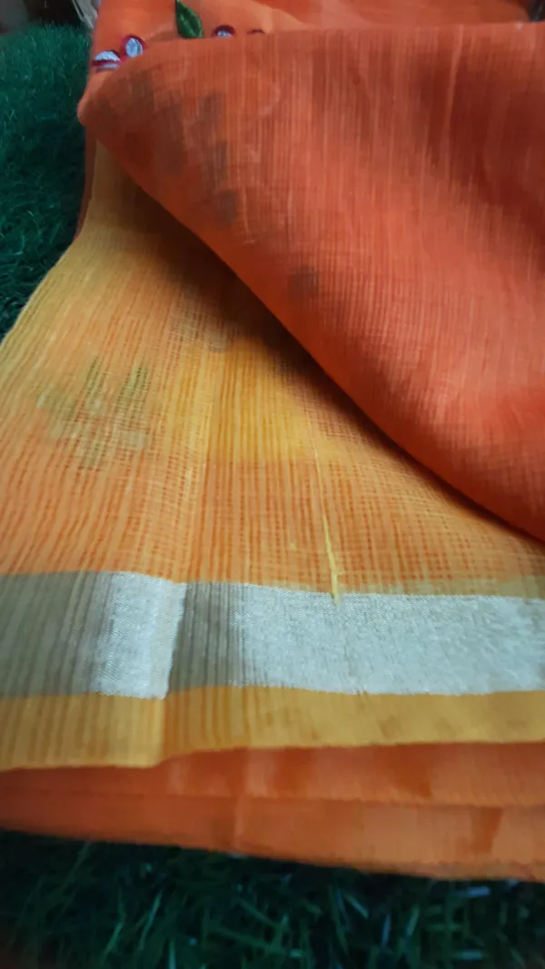 Deep_Carrot_Orange_Pure_Kota_Doria_Saree_Embroidered