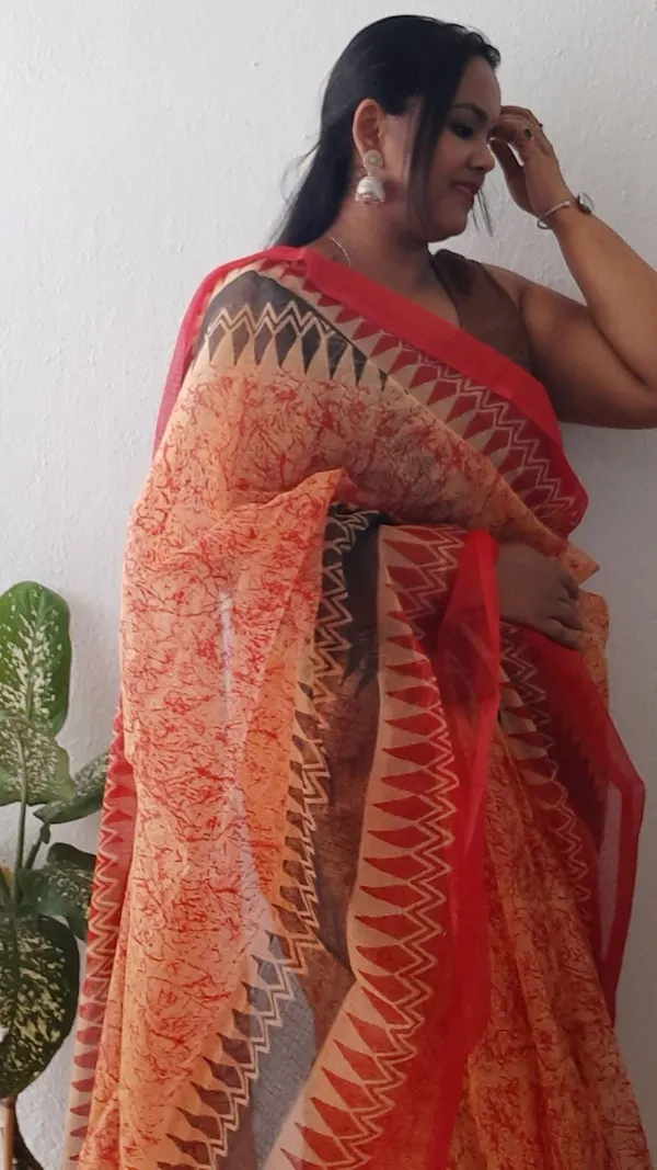 Rustic_Kota_Doria_Saree_Red_&_Brown_Blockprinted