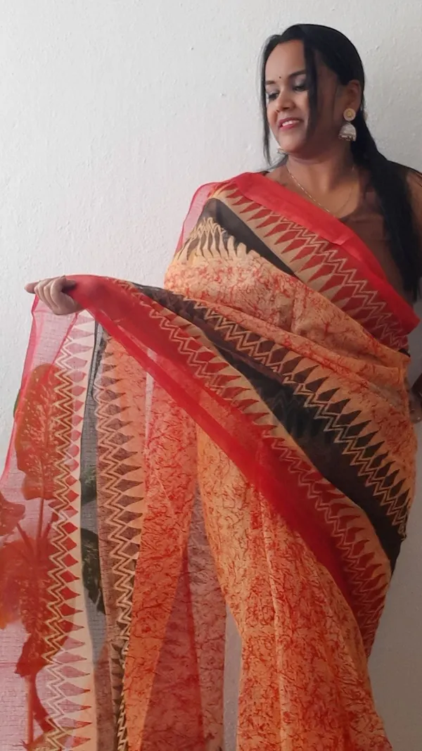 Rustic_Kota_Doria_Saree_Red_&_Brown_Blockprinted