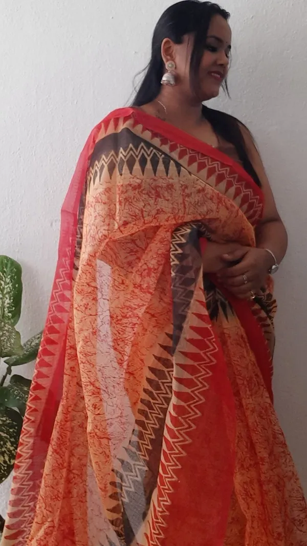 Rustic_Kota_Doria_Saree_Red_&_Brown_Blockprinted