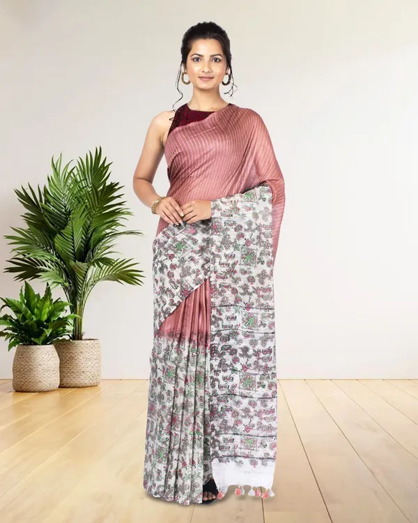 Half_Dye_Half_Print_Kota_Silk_Saree_Charm_Pink