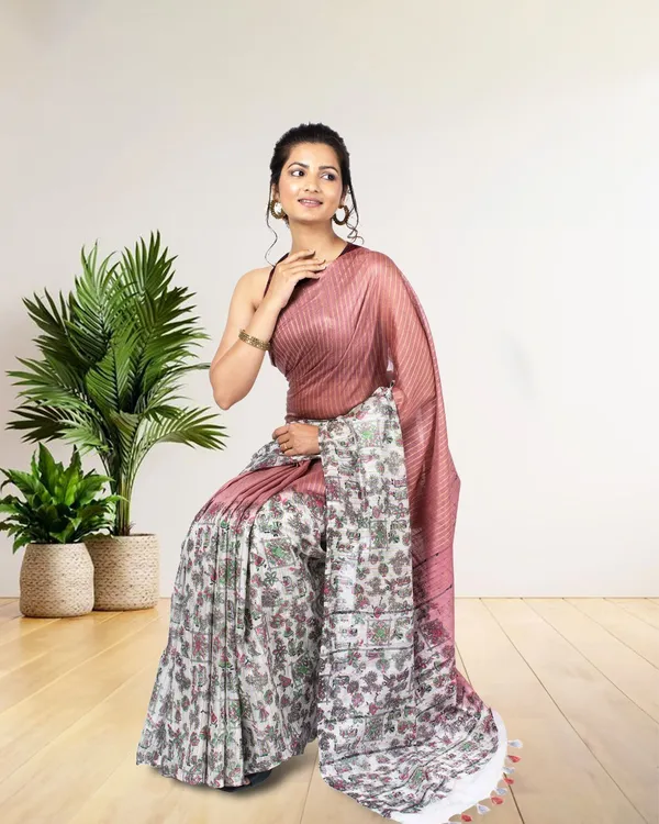 Half_Dye_Half_Print_Kota_Silk_Saree_Charm_Pink
