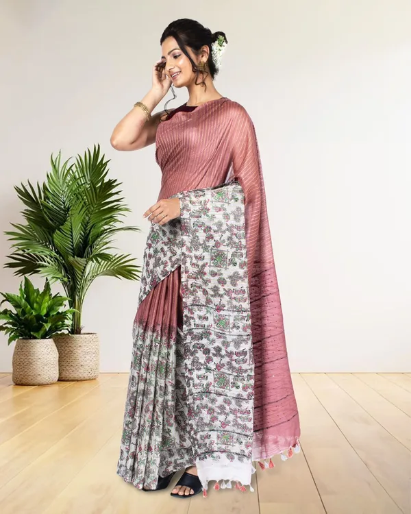 Half_Dye_Half_Print_Kota_Silk_Saree_Charm_Pink