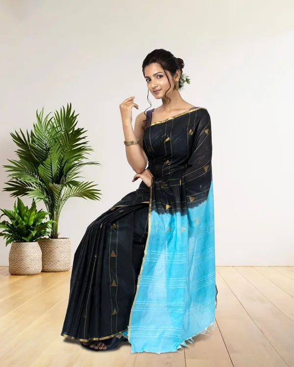 Pure_Kota_Silk_Saree_Chinese_Black_Weaving_Triangle