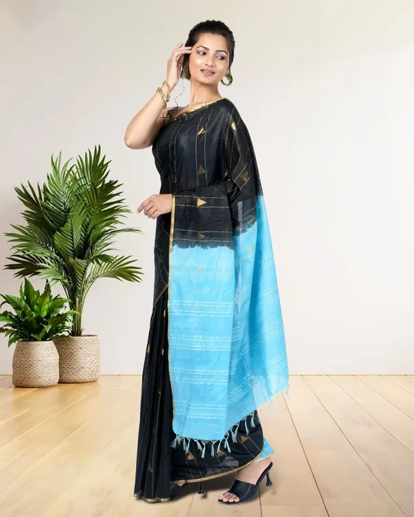 Pure_Kota_Silk_Saree_Chinese_Black_Weaving_Triangle