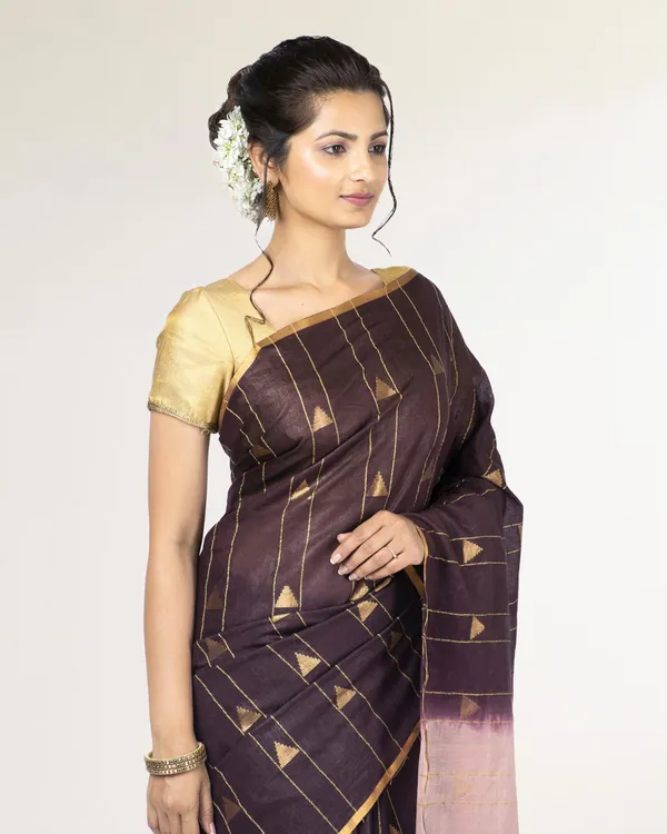 Pure_Kota_Silk_Saree_Wine_Brown_Weaving_Triangle