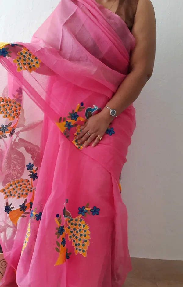 Cerise_Pink_Cotton_Kota_Doria_Saree_Embroidered