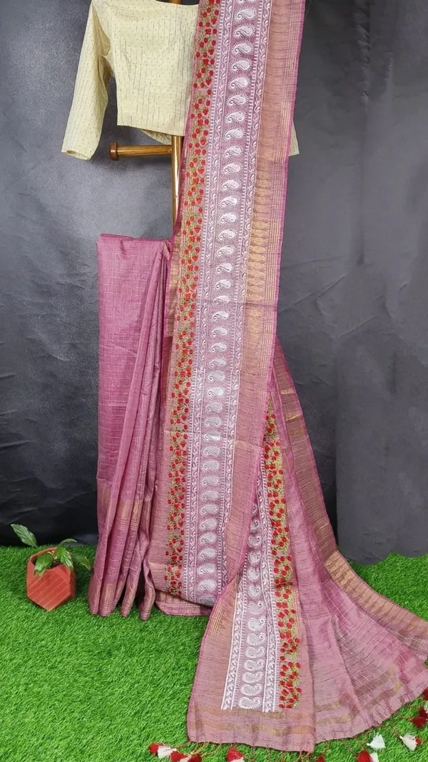 Embroidered_Bansbara_Tussar_Silk_Saree_Pink