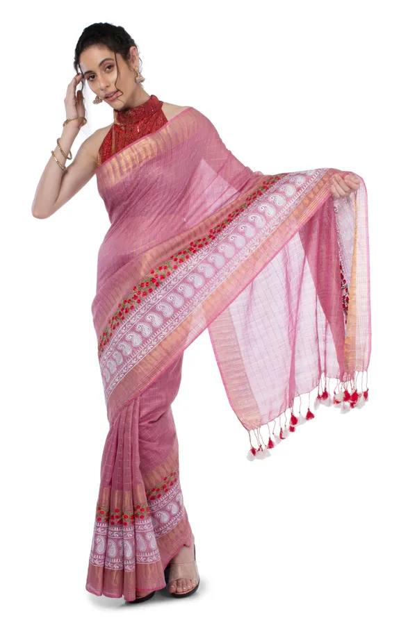 Embroidered_Bansbara_Tussar_Silk_Saree_Pink