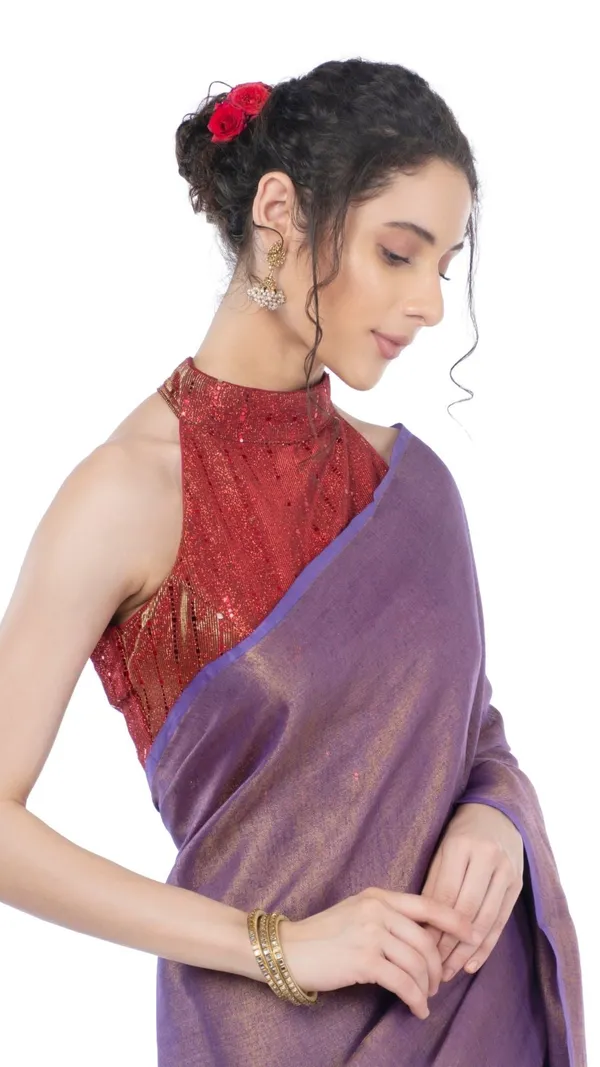 Tissue_Linen_Purple_Saree_Gold_Shimmer_Pallu