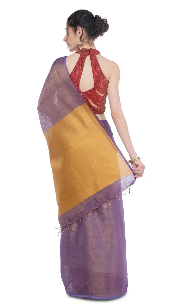 Tissue_Linen_Purple_Saree_Gold_Shimmer_Pallu