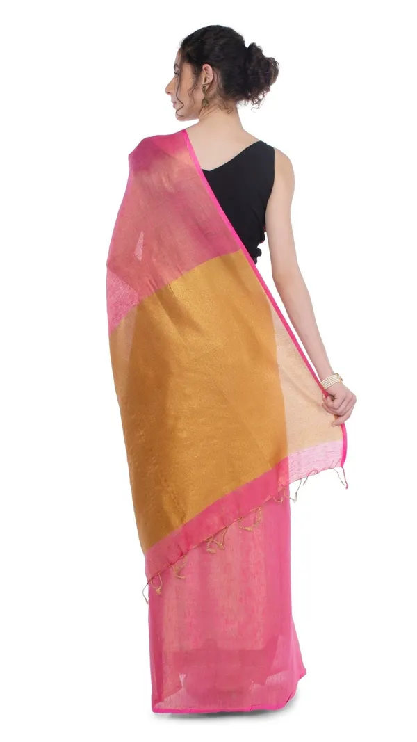 Tissue_Linen_Pink_Saree_Gold_Shimmer_Pallu
