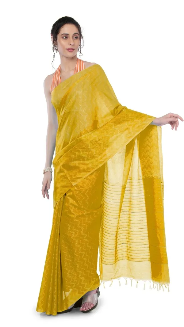 Kota_Silk_Yellow_Saree_Sequence_Pallu_&_Zig-Zag_Design