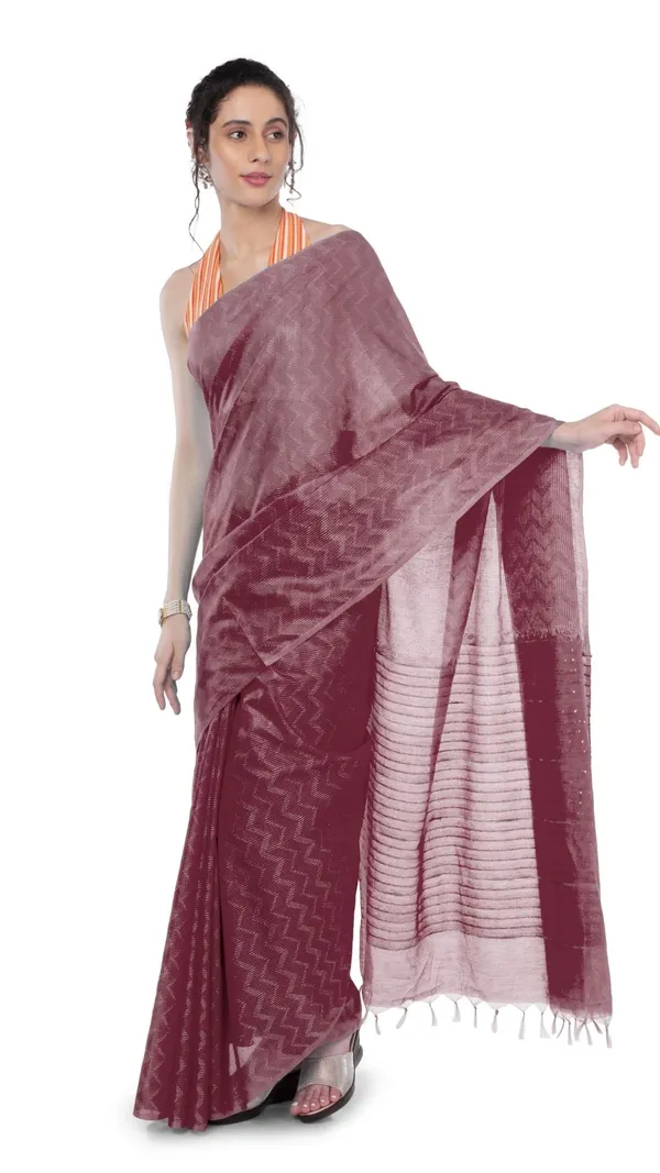 Kota_Silk_Wine_Saree_Sequence_Pallu_&_Zig-Zag_Design
