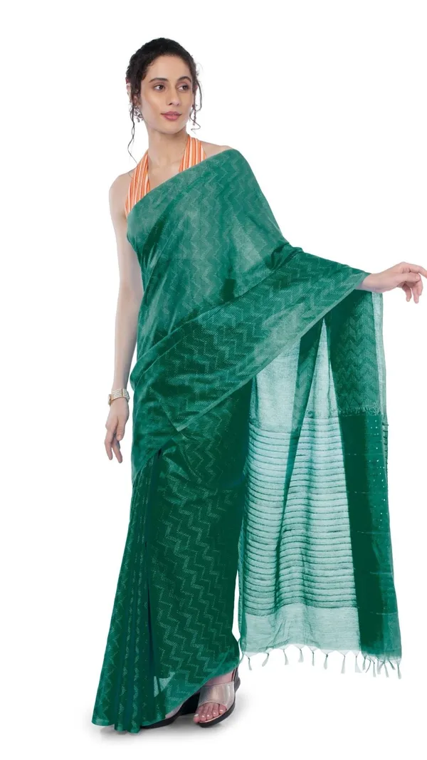 Kota_Silk_Green_Saree_Sequence_Pallu_&_Zig-Zag_Design