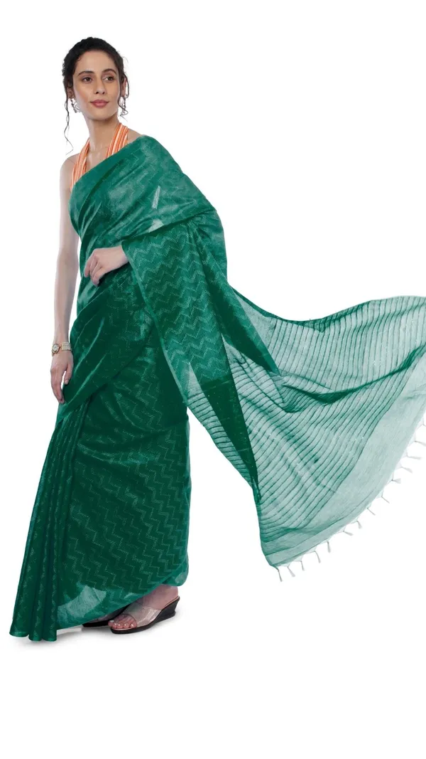 Kota_Silk_Green_Saree_Sequence_Pallu_&_Zig-Zag_Design