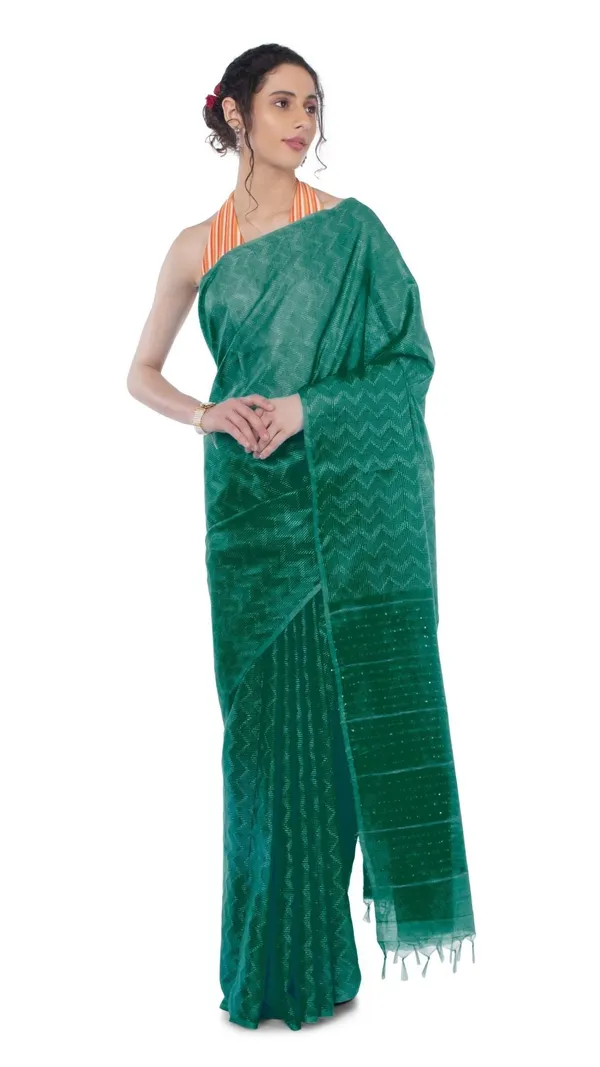 Kota_Silk_Green_Saree_Sequence_Pallu_&_Zig-Zag_Design