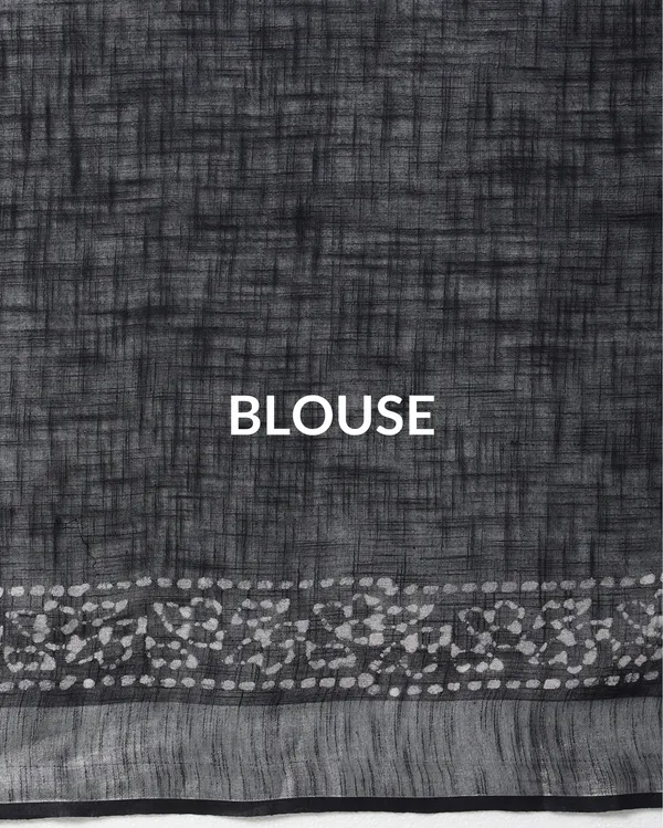 Earthy_Slub_Linen_Saree_Wax_Batik_Hand_Dyed_Moss_Green