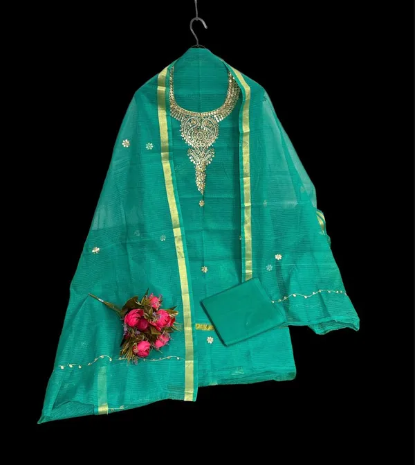 Glimmering_Kota_Doria_Gota_Patti_Pine_Green_Suit