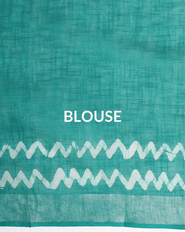 Turquoise_Slub_Linen_Saree_Wax_Batik_Hand_Dyed_Turquoise_Blue
