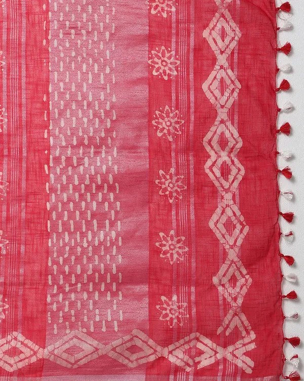 Crimson_Slub_Linen_Saree_Wax_Batik_Hand_Dyed_Rubine_Red