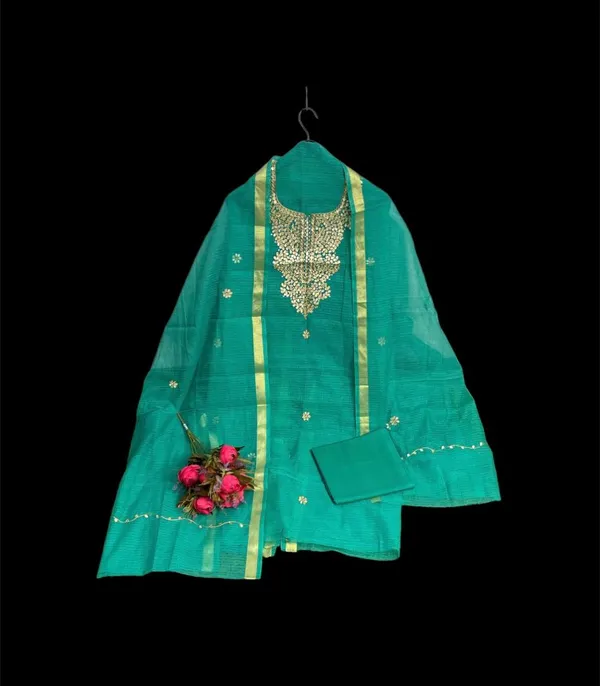 Glimmering_Kota_Doria_Gota_Patti_Green_Suit