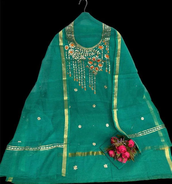 Glimmering_Kota_Doria_Gota_Patti_Green_Suit
