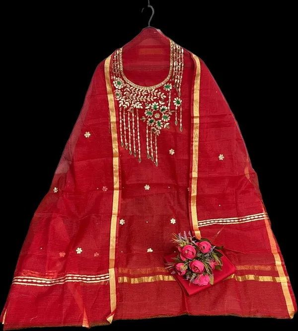 Glimmering_Kota_Doria_Gota_Patti_Red_Suit