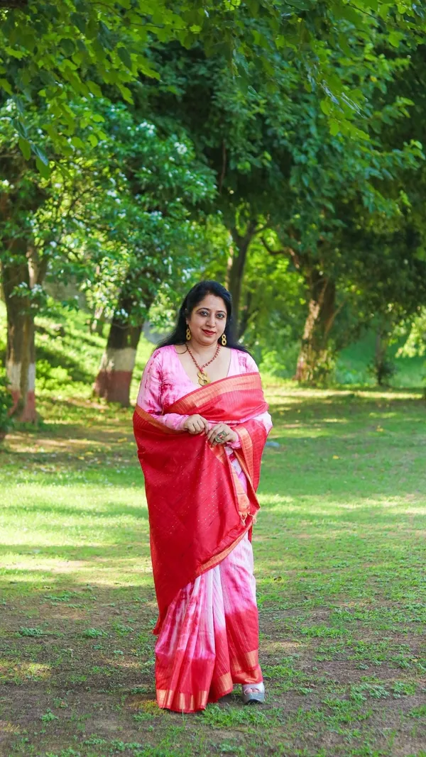 Half_Dye_Half_Print_Kota_Silk_Pink_Saree_Sequence_Pallu