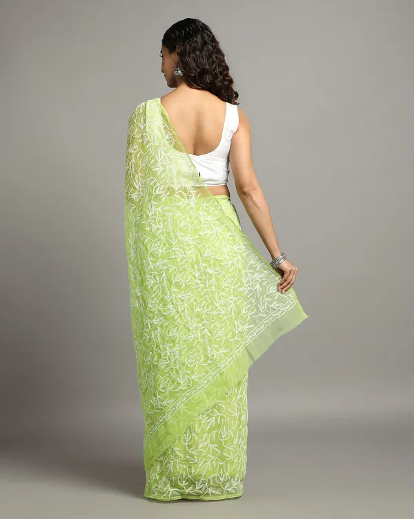 Tepchi_Handwork_Georgette_Saree_Moss_Green