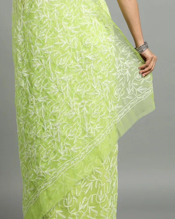 Tepchi_Handwork_Georgette_Saree_Moss_Green