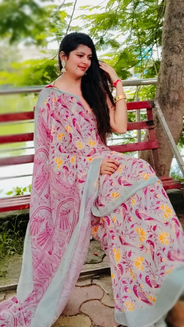 Dreamy_Slub_Linen_Saree_Off_White_Printed
