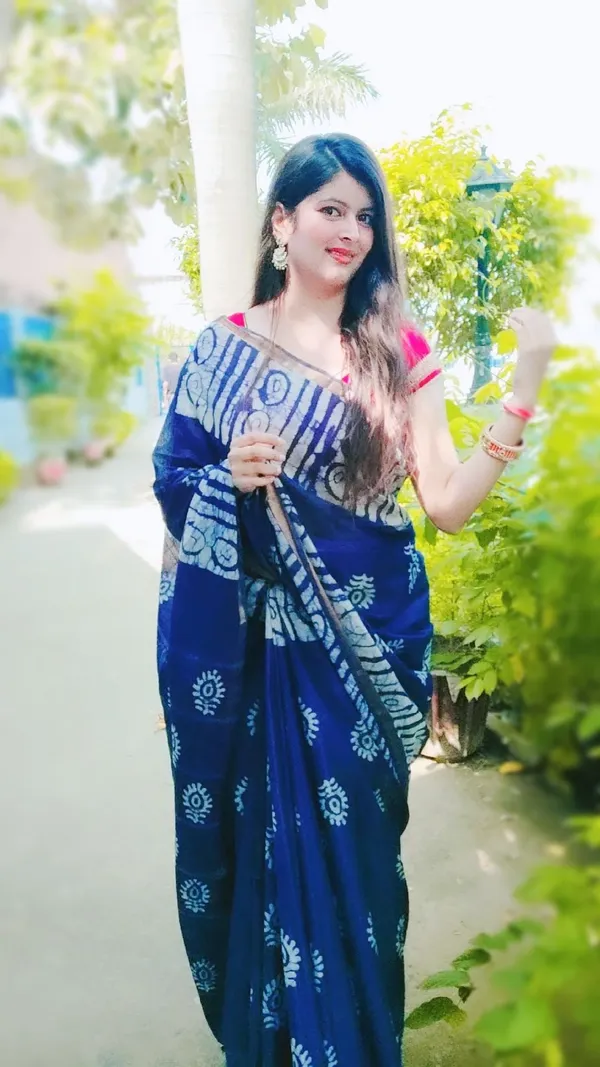 Wax_Batik_Hand_Dyed_Kota_Silk_Saree_Midnight_Blue