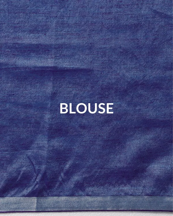 Artistic_Pure_Linen_Handloom_Saree_Blue_Hand_Embroidered
