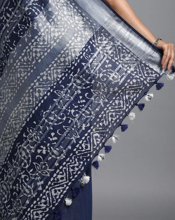 Tranquil_Slub_Linen_Wax_Batik_Hand_Dyed_Saree_Ink_Blue