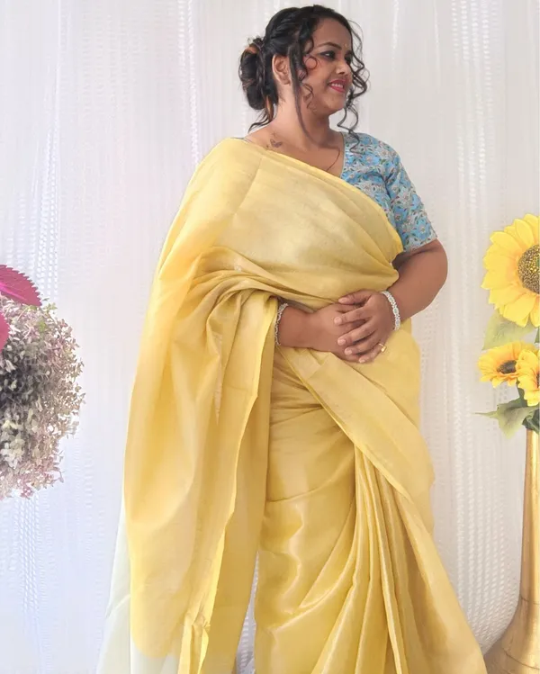 Gorgeous_Pure_Tissue_Linen_Handdyed_Saree_Yellow