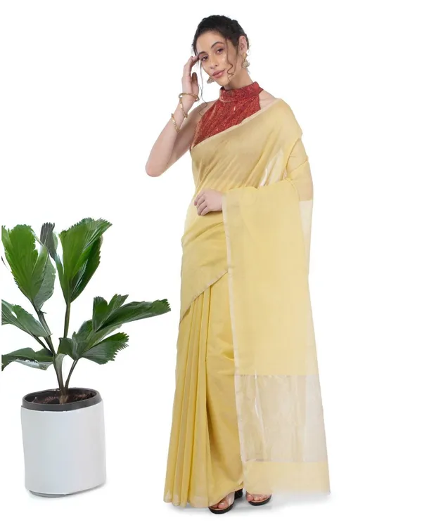 Gorgeous_Pure_Tissue_Linen_Handdyed_Saree_Yellow
