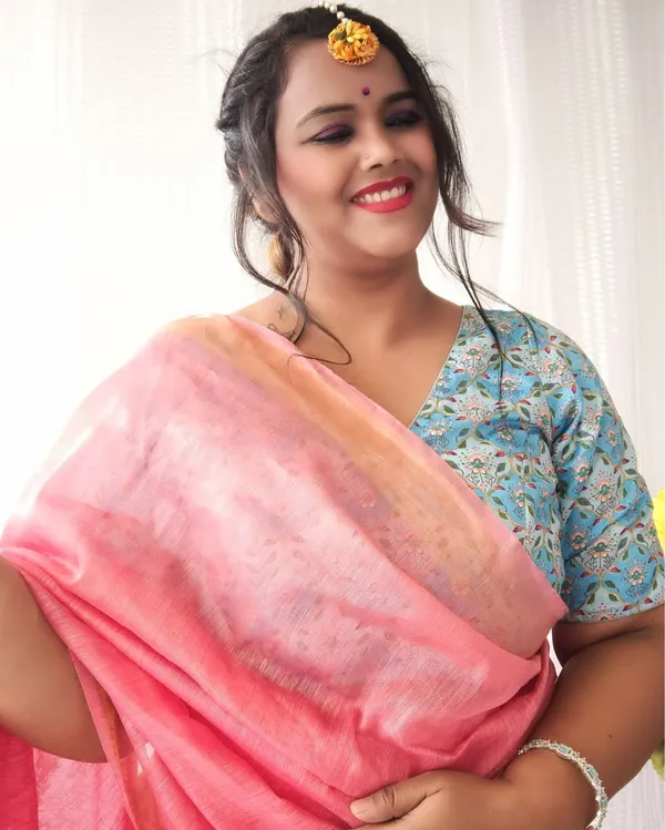 Ornamental_Banarasi_Silk_Linen_Pink_Handloom_Saree