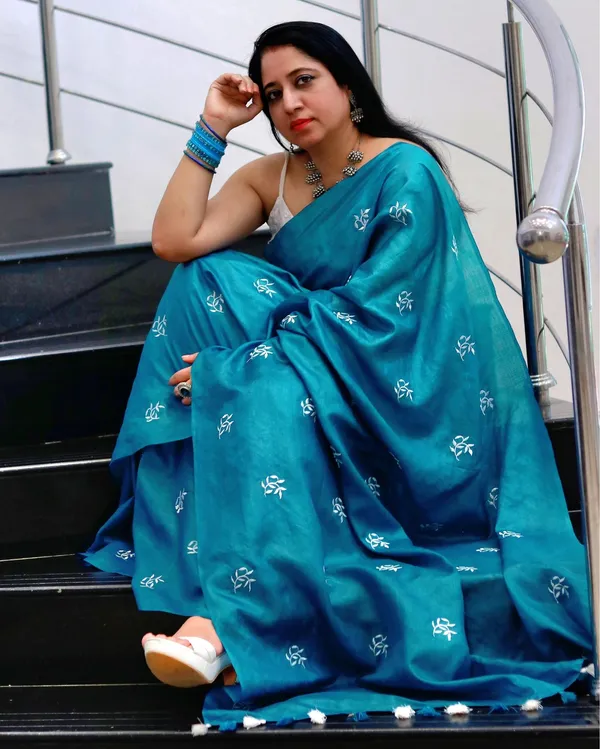 Silkmark_Pure_Tussar_Embroidered_Rama_Green_Saree