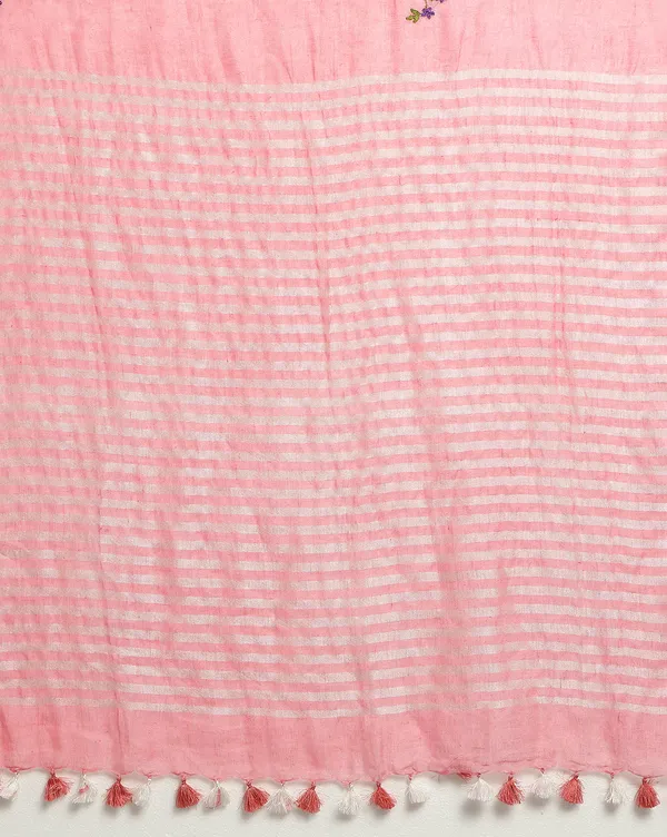Color-Rich_Pure_Linen_Handloom_Saree_Pink_Embroidered