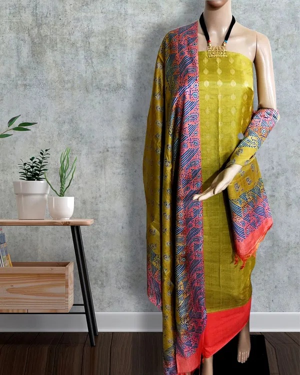 Katan_Silk_Textured_Blockprint_Gold_Yellow_Suit