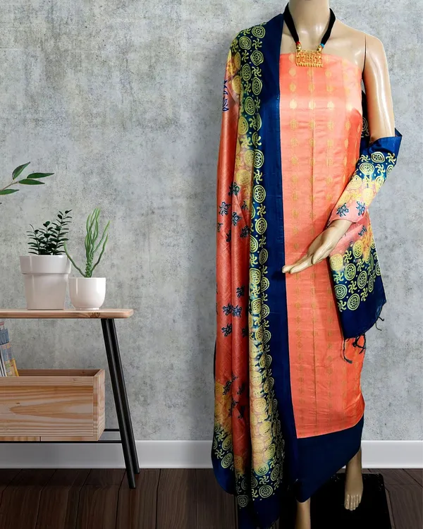 Katan_Silk_Adorable_Blockprint_Peach_Suit